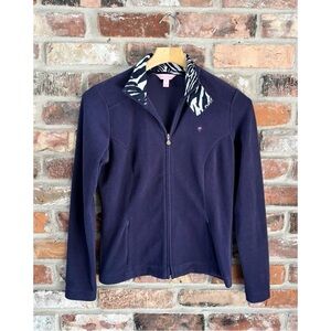 Lilly Pulitzer Navy Blue Fleece Full Zip Sweatshirt Jacket, S